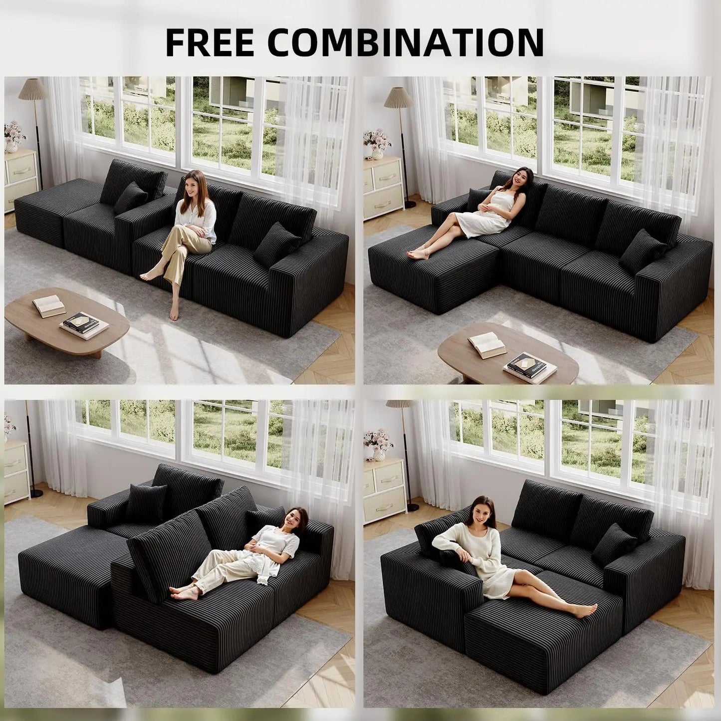 Cloud Sectional Sofa Deep Seat Modular L - Shape - DailyBasicNeeds.com