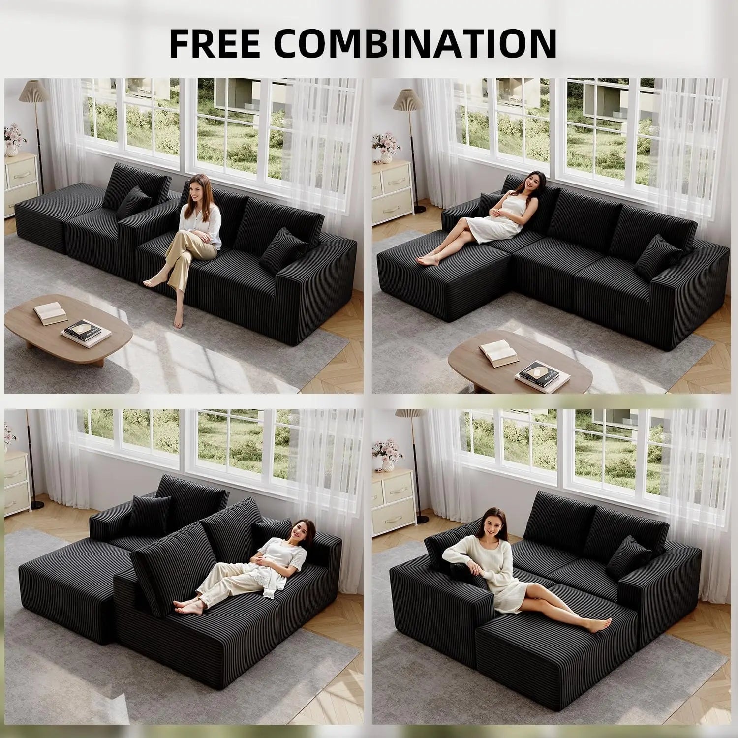 Cloud Sectional Sofa Deep Seat Modular L - Shape - DailyBasicNeeds.com