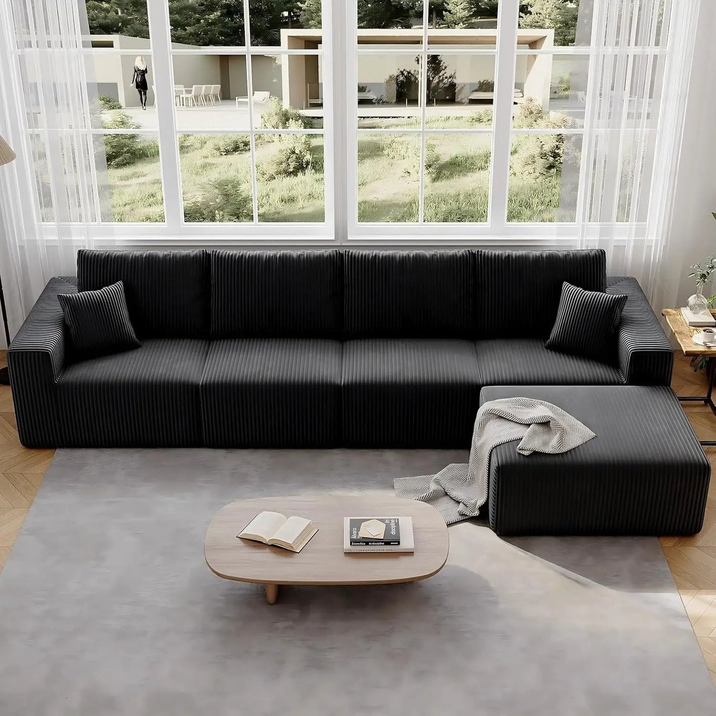 Cloud Sectional Sofa Deep Seat Modular L - Shape - DailyBasicNeeds.com