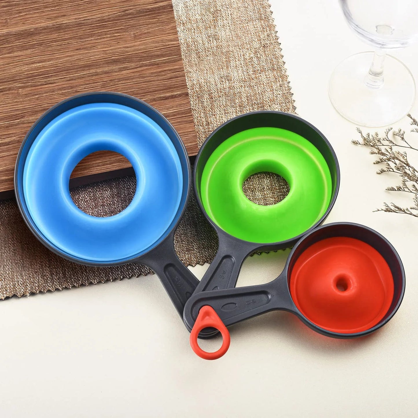 Collapsible Silicone Funnel Set | Space - Saving Kitchen Tool - DailyBasicNeeds.com
