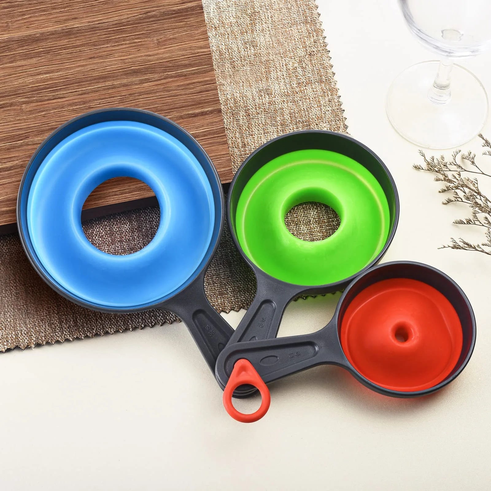 Collapsible Silicone Funnel Set | Space - Saving Kitchen Tool - DailyBasicNeeds.com