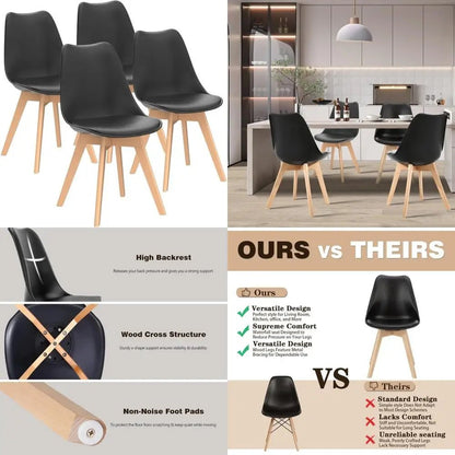 Dining Chairs Set of 4 with Wood Legs - DailyBasicNeeds.com