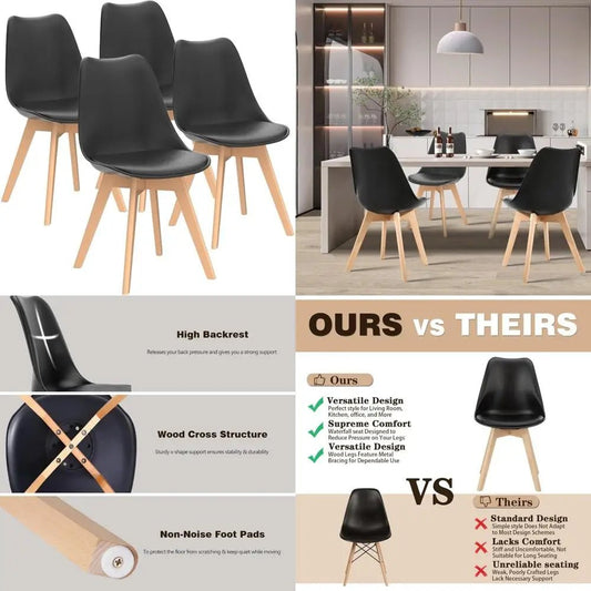 Dining Chairs Set of 4 with Wood Legs - DailyBasicNeeds.com
