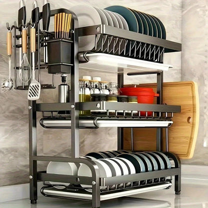 Dish Rack, Three - Tier Space - Saving Kitchen Countertop - DailyBasicNeeds.com