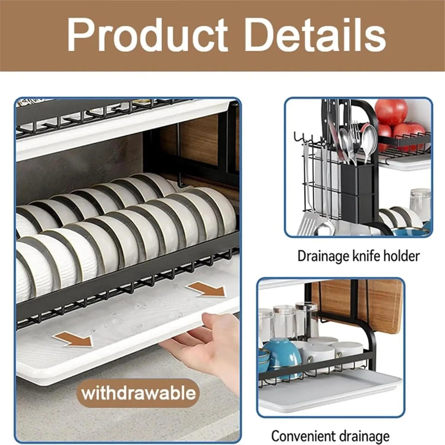 Dish Rack, Three - Tier Space - Saving Kitchen Countertop (Copy) - DailyBasicNeeds.com