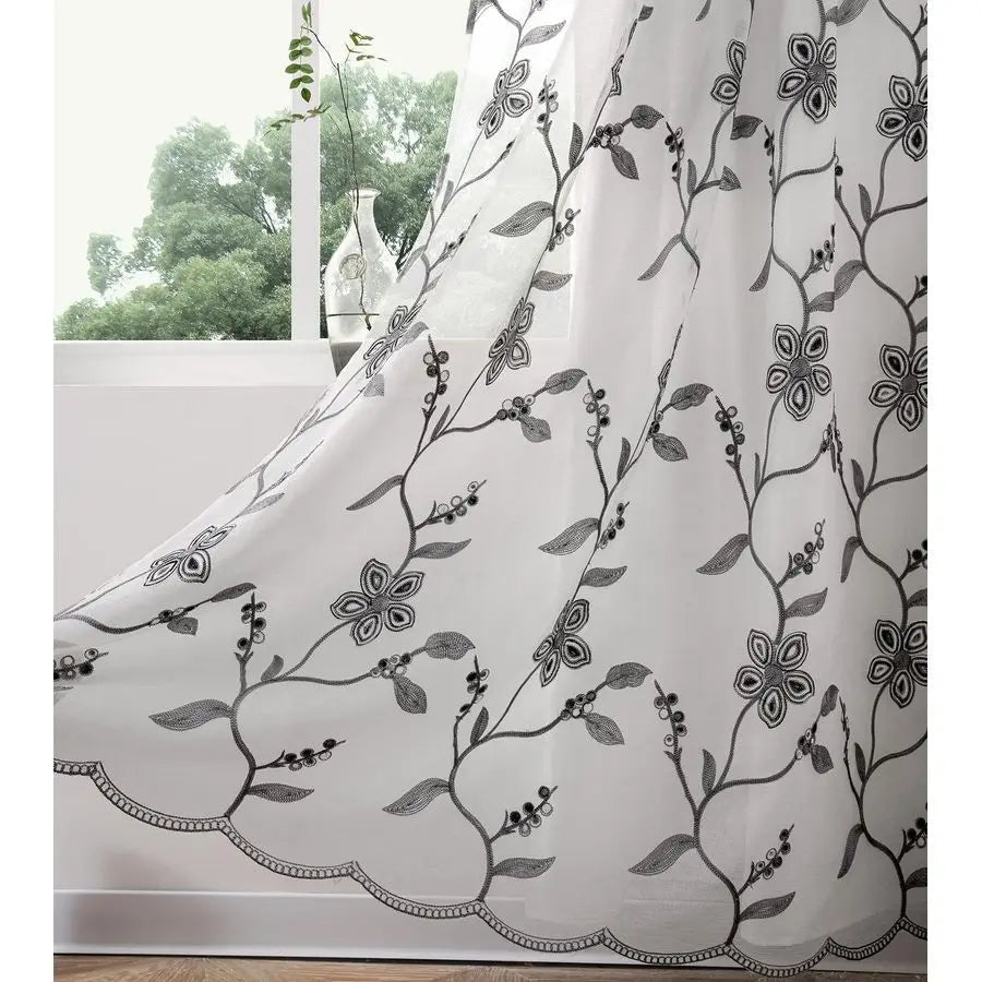Embroidered Sheer Curtain - DailyBasicNeeds.com