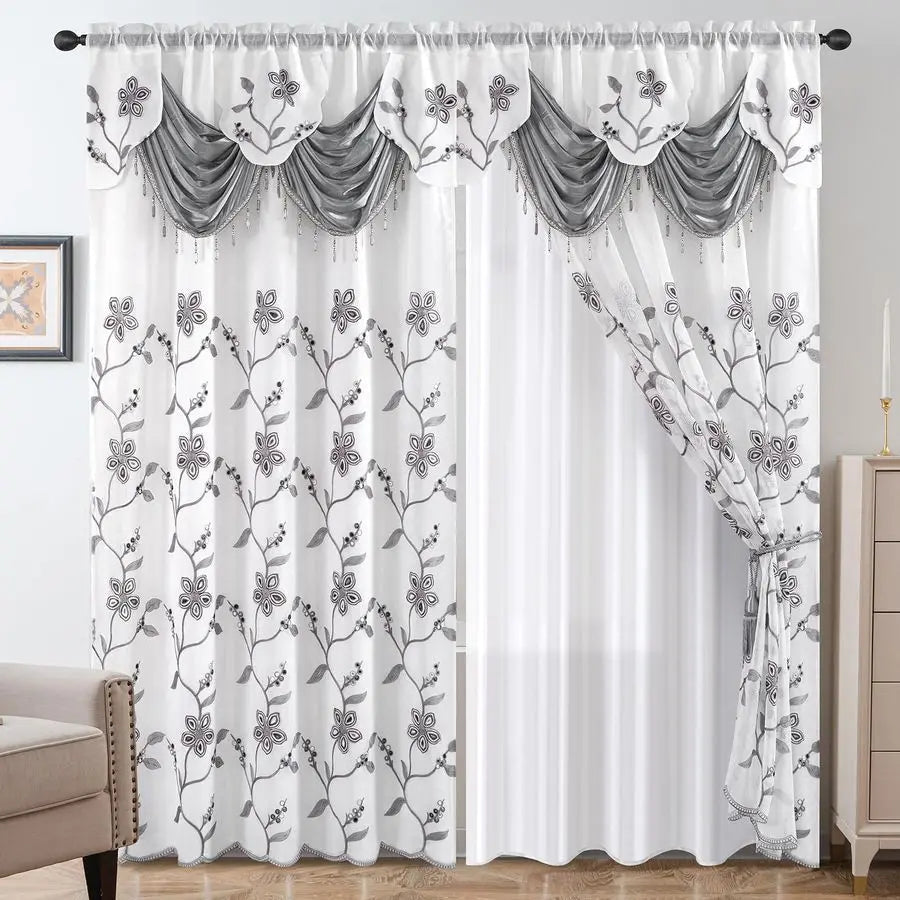 Embroidered Sheer Curtain - DailyBasicNeeds.com