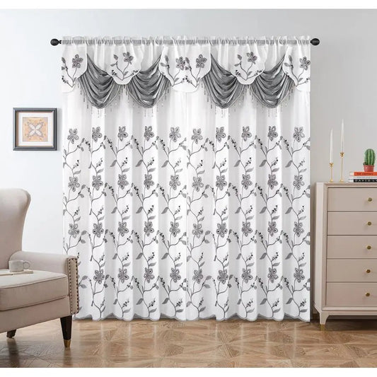 Embroidered Sheer Curtain - DailyBasicNeeds.com