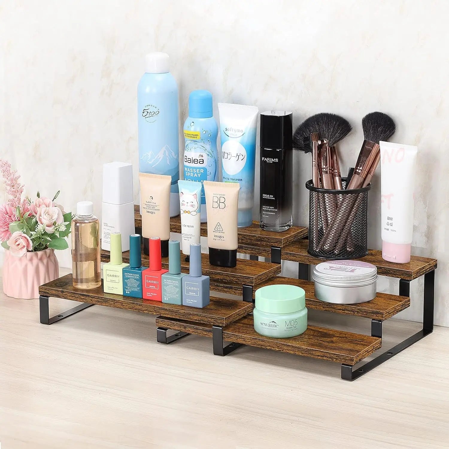 Expandable 3 - Tier Wooden Spice Rack Organizer (Set of 2) - DailyBasicNeeds.com