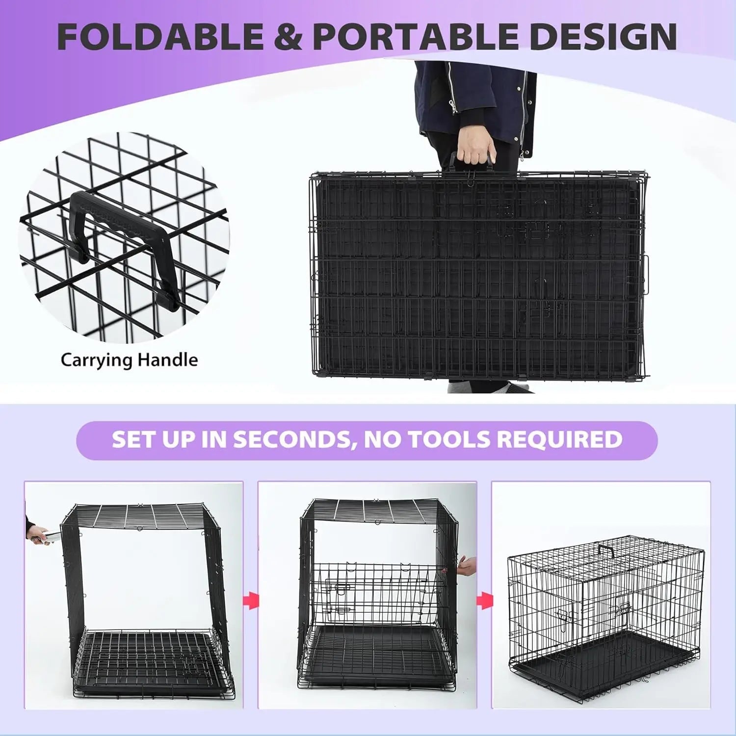 Foldable Metal Kennel - DailyBasicNeeds.com
