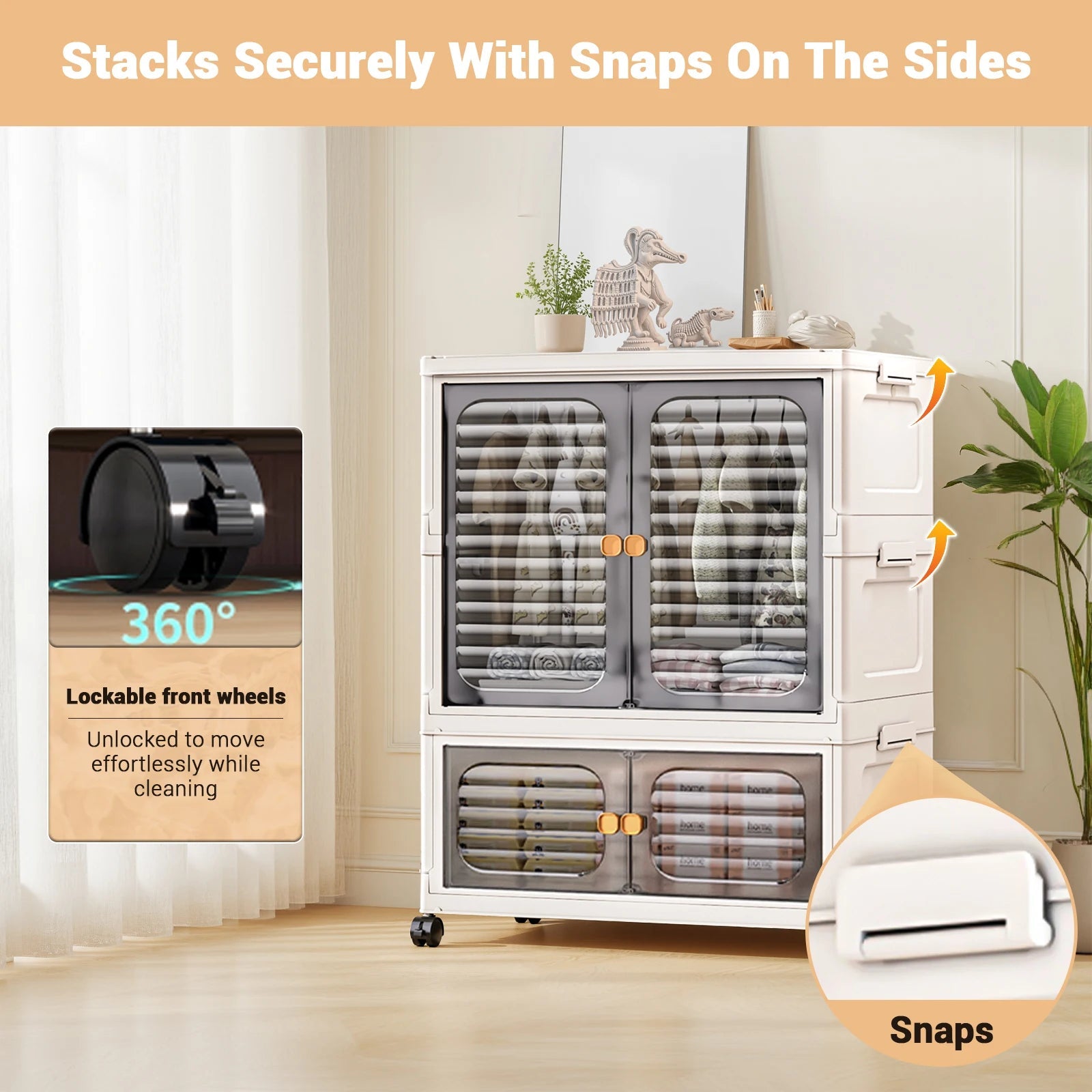 Foldable Rolling Storage Cabinet - DailyBasicNeeds.com