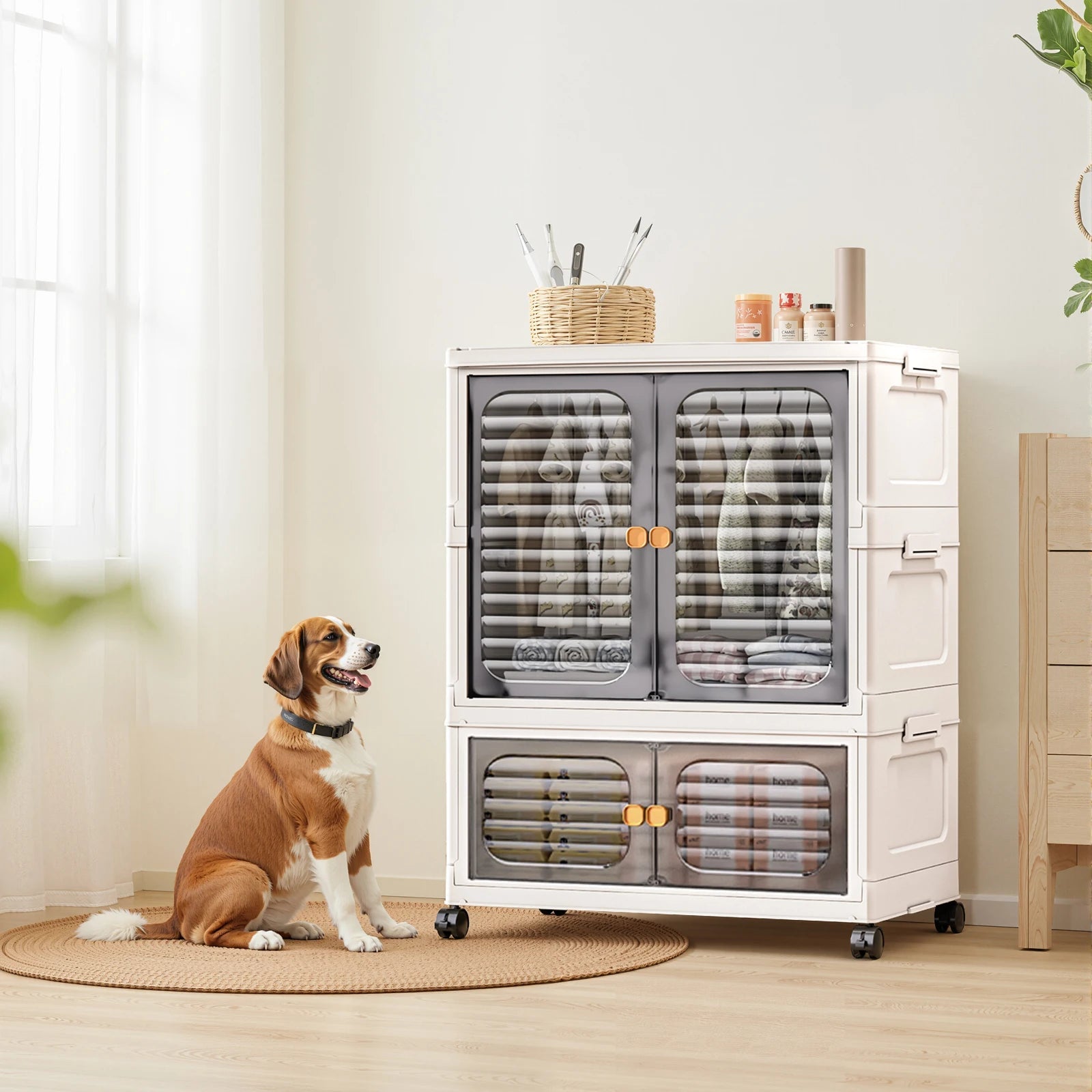 Foldable Rolling Storage Cabinet - DailyBasicNeeds.com