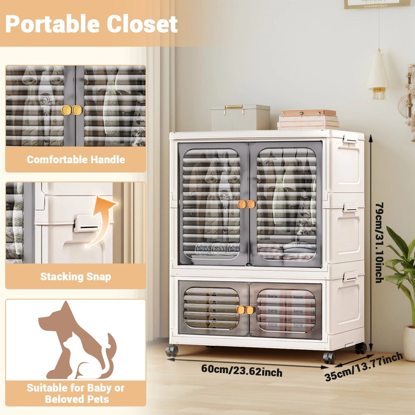 Foldable Rolling Storage Cabinet - DailyBasicNeeds.com