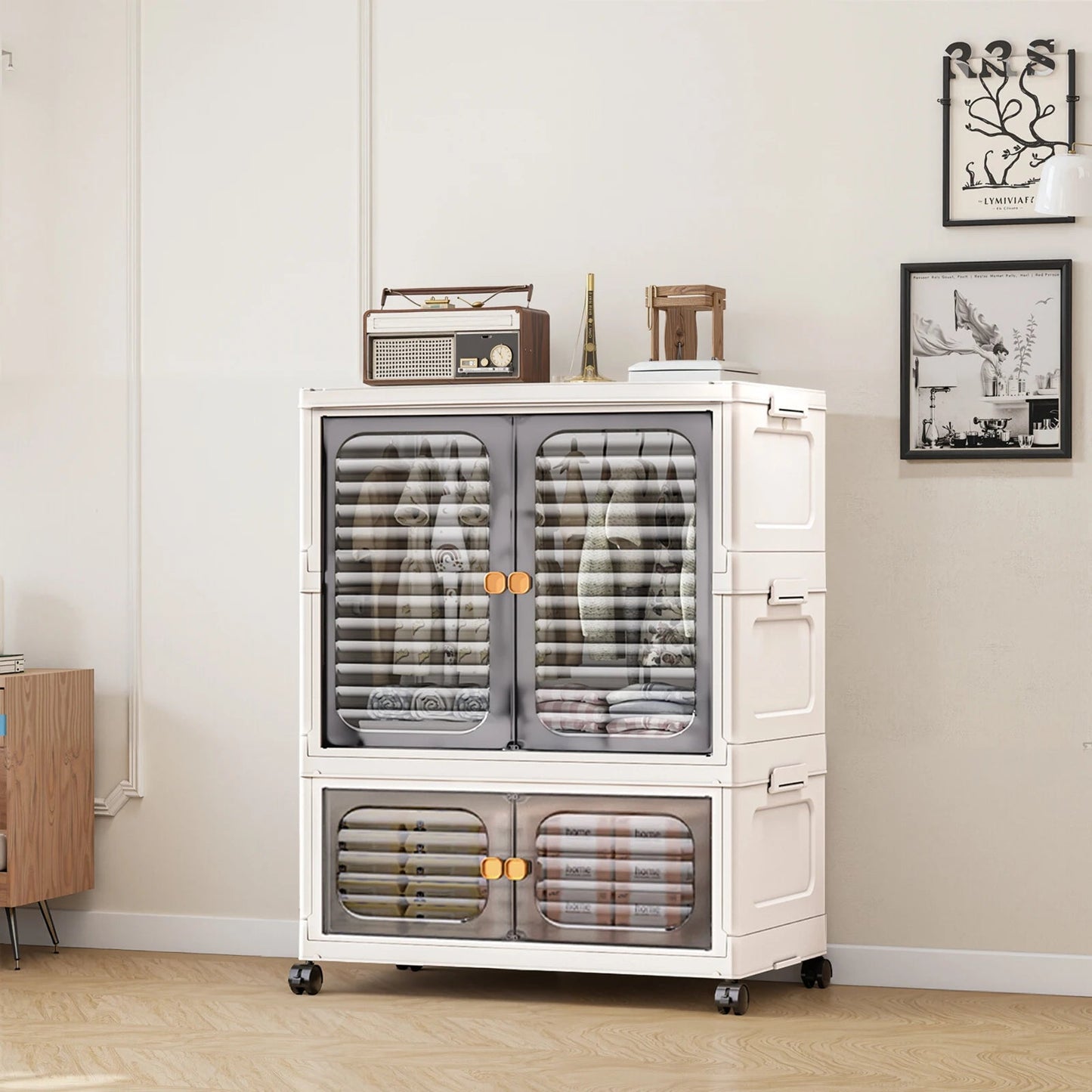 Foldable Rolling Storage Cabinet - DailyBasicNeeds.com