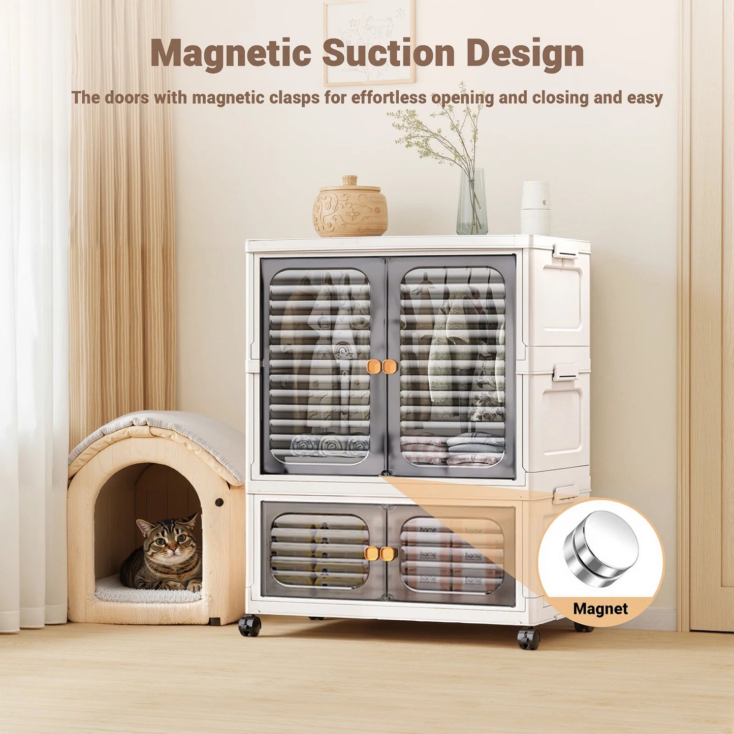 Foldable Rolling Storage Cabinet - DailyBasicNeeds.com