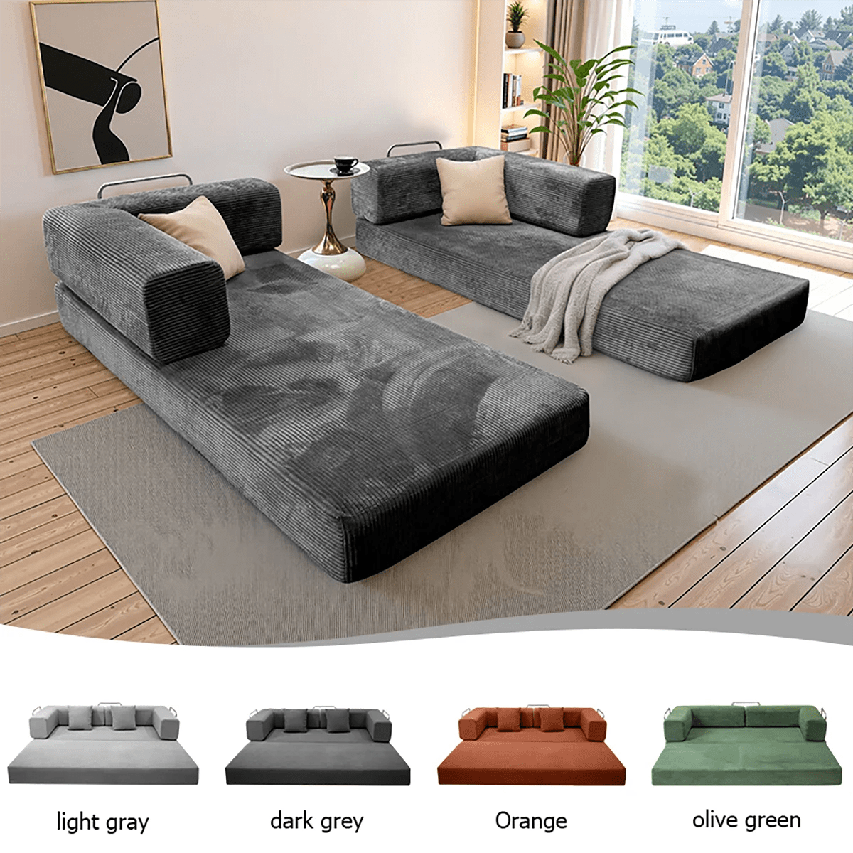 Foldable sofa bed with a removable backrest - DailyBasicNeeds.com