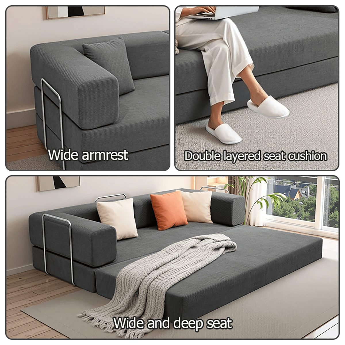 Foldable sofa bed with a removable backrest - DailyBasicNeeds.com