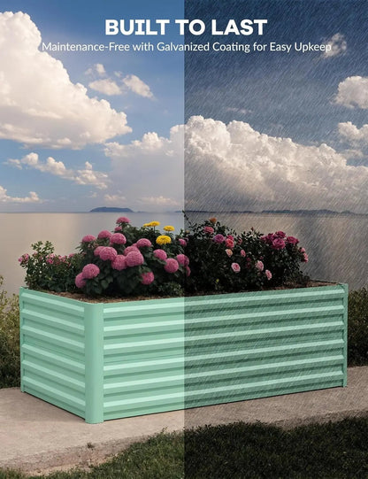 Galvanized Raised Garden Bed Deep Root Planter Box - DailyBasicNeeds.com