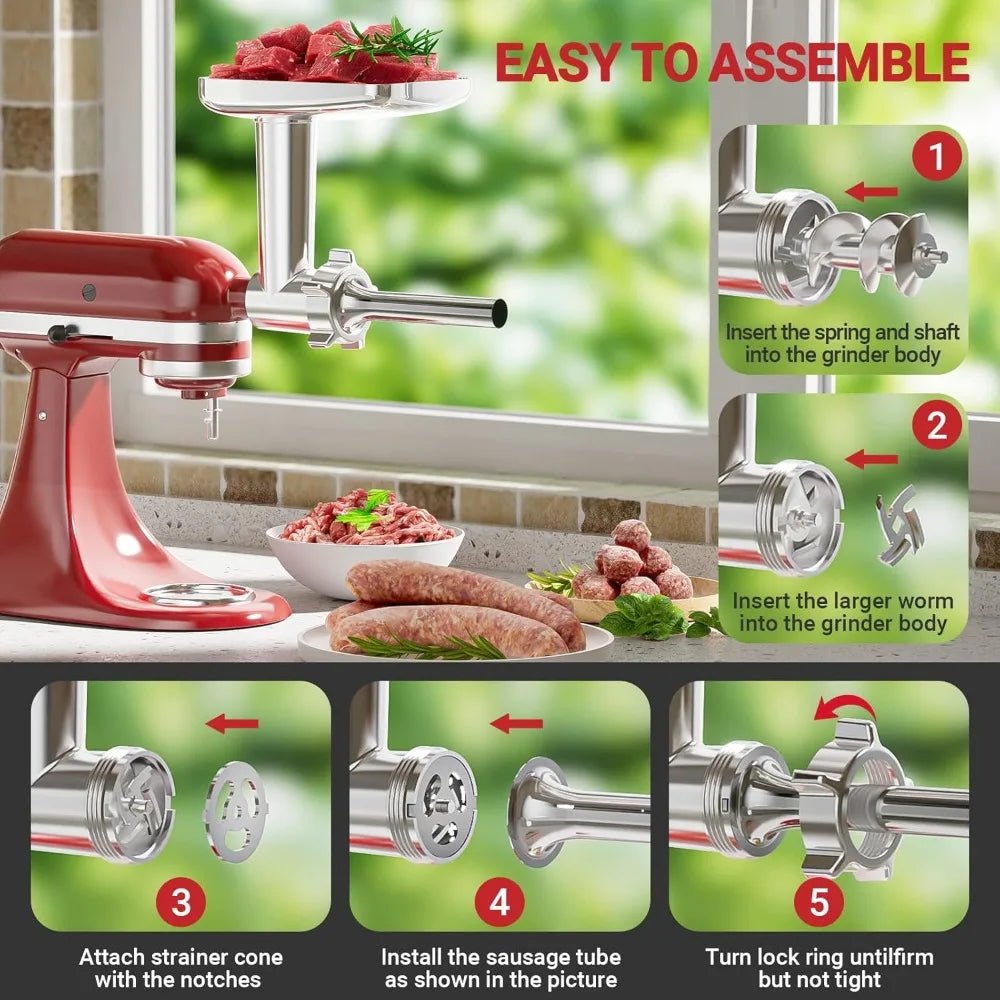 Heavy - Duty Metal Meat Grinder Attachment for Stand Mixers - DailyBasicNeeds.com