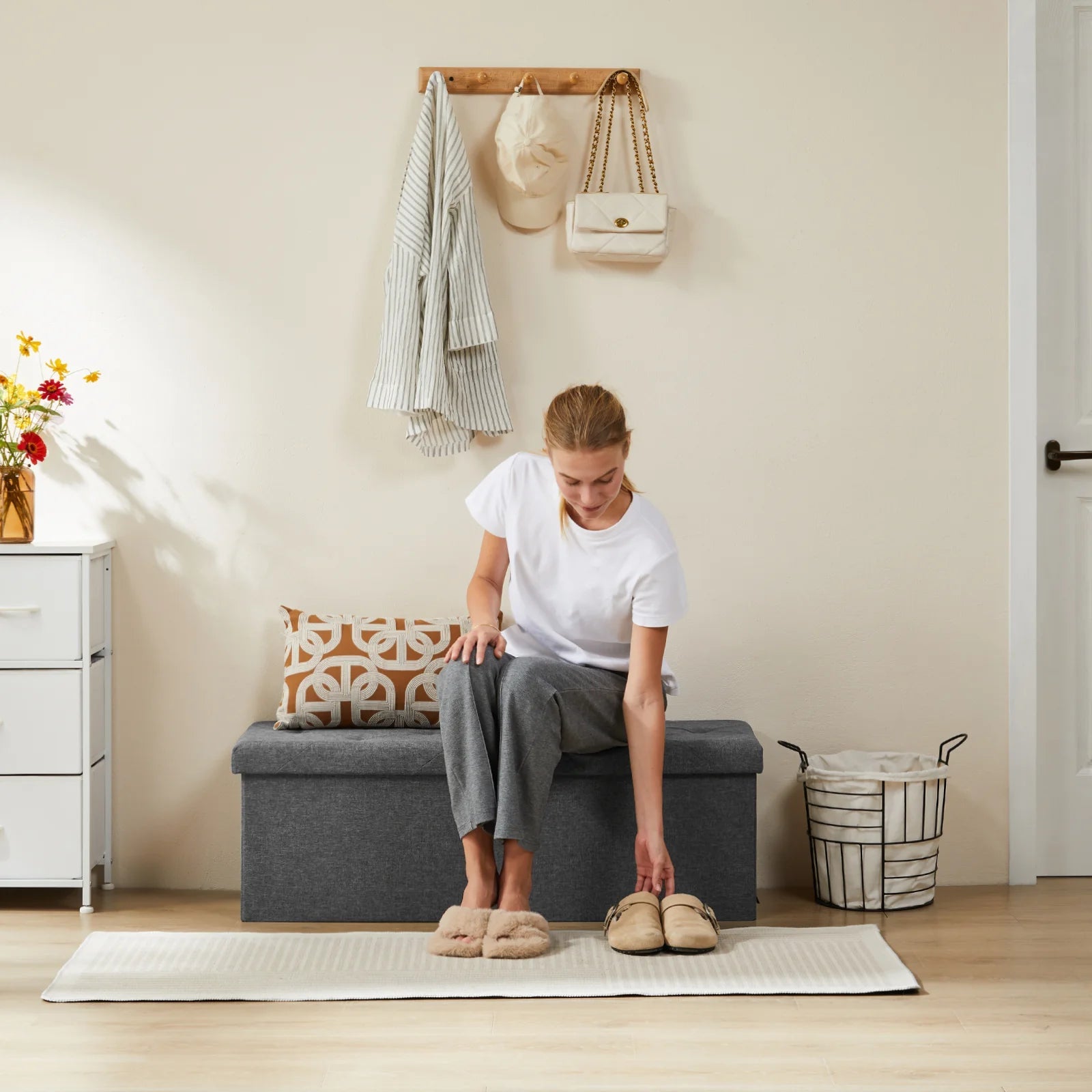 Hidden Storage Footstool - DailyBasicNeeds.com