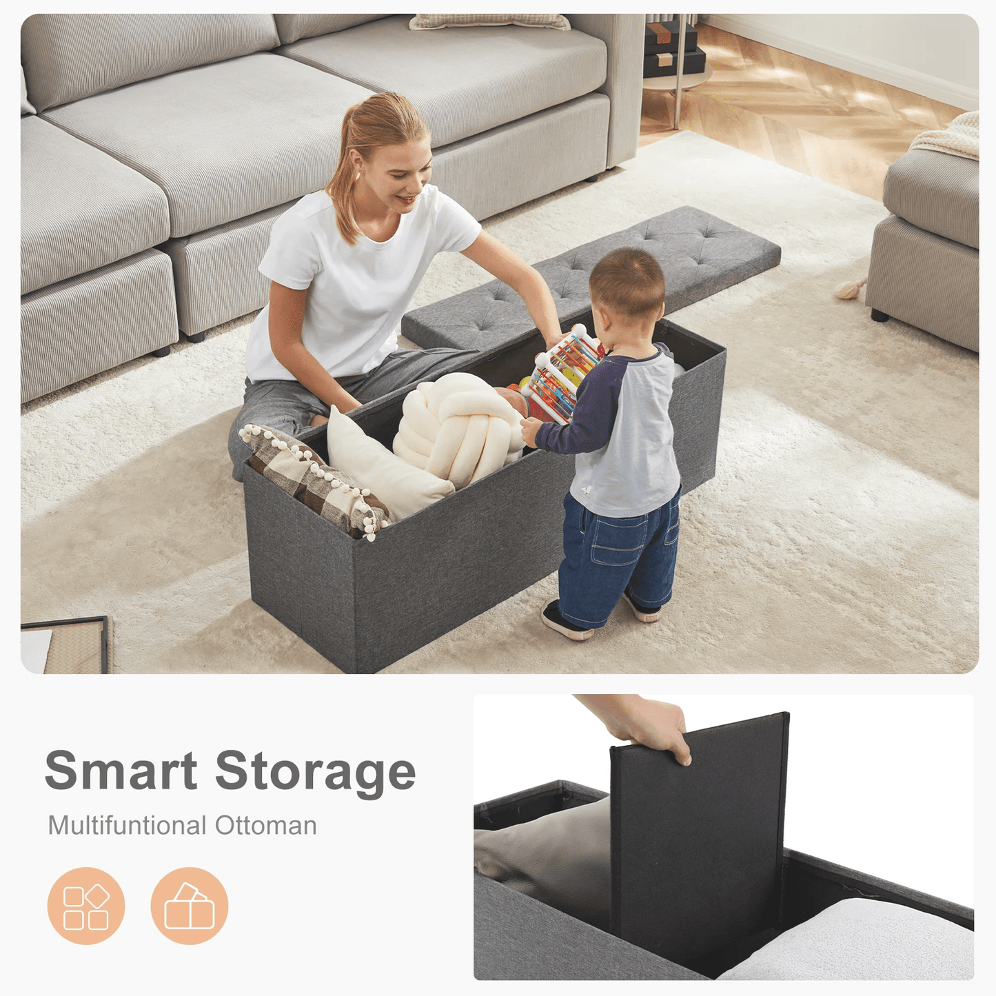 Hidden Storage Footstool - DailyBasicNeeds.com