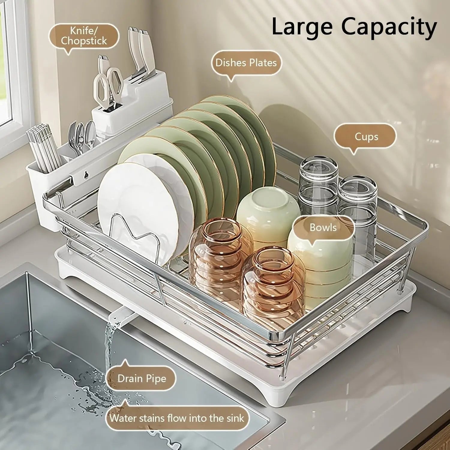 Kitchen Countertop Dish Rack - DailyBasicNeeds.com