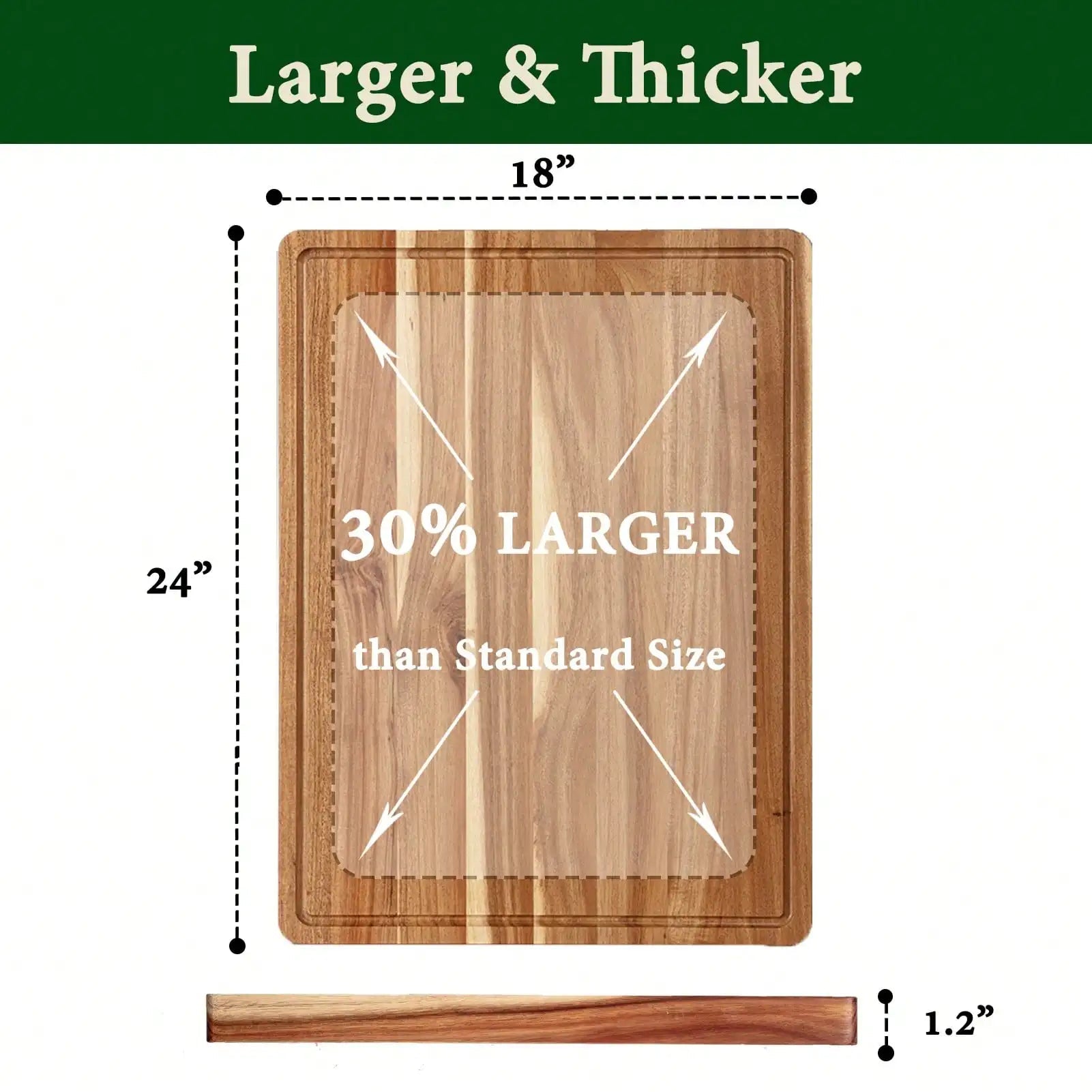 Large Acacia Wood Cutting Board - DailyBasicNeeds.com