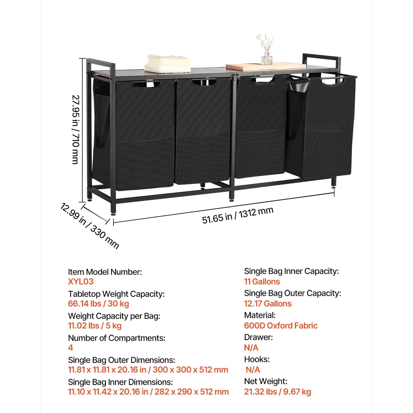 Large Laundry Hamper with Metal Frame - DailyBasicNeeds.com