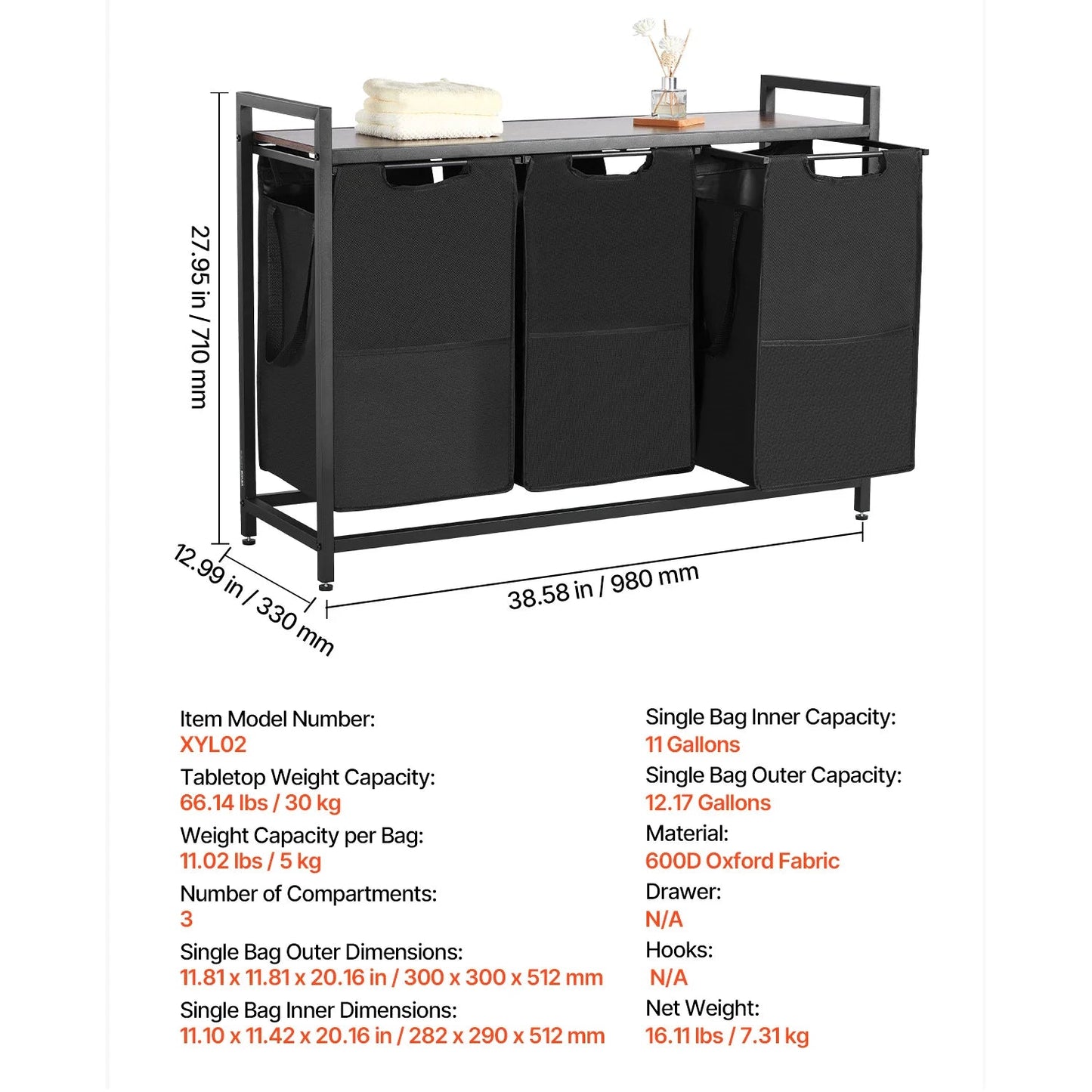 Large Laundry Hamper with Metal Frame - DailyBasicNeeds.com