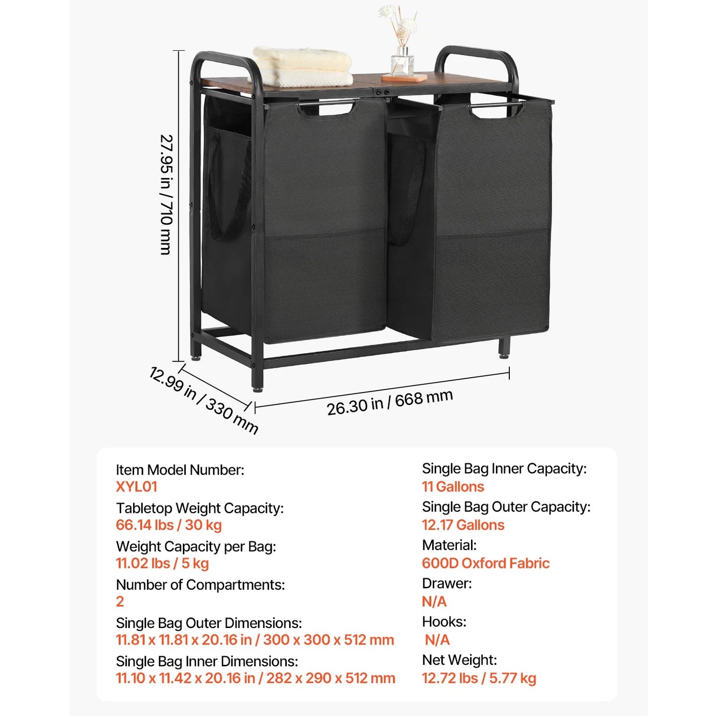 Large Laundry Hamper with Metal Frame - DailyBasicNeeds.com