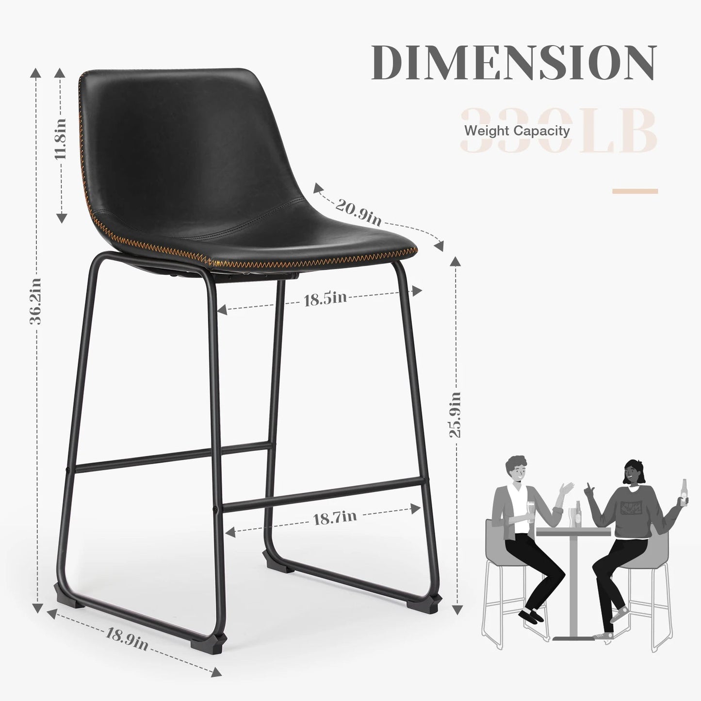 Leather Bar Stools Set of 2 - DailyBasicNeeds.com