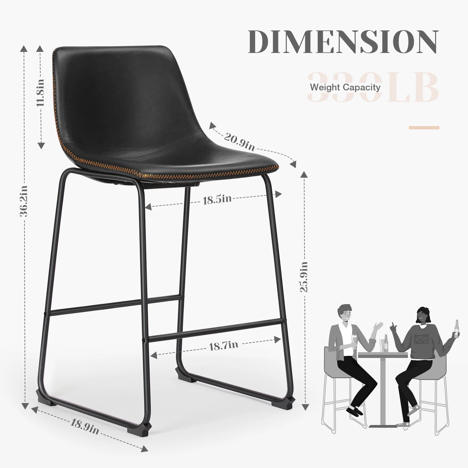 Leather Bar Stools Set of 2 - DailyBasicNeeds.com