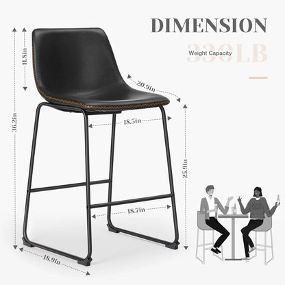 Leather Bar Stools Set of 2 - DailyBasicNeeds.com