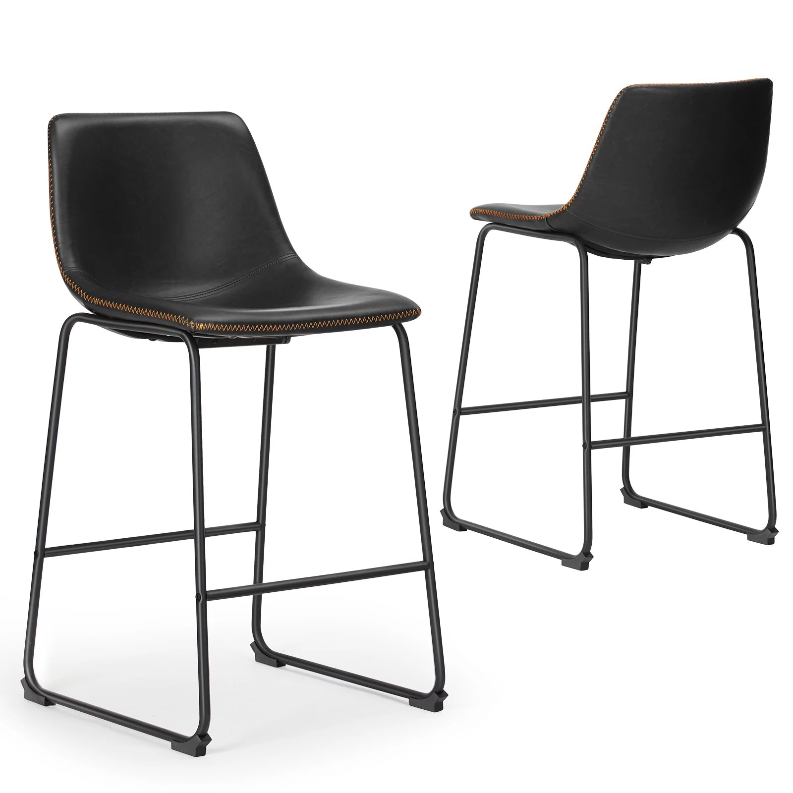 Leather Bar Stools Set of 2 - DailyBasicNeeds.com