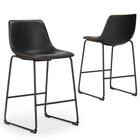 Leather Bar Stools Set of 2 - DailyBasicNeeds.com
