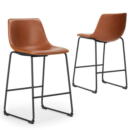 Leather Bar Stools Set of 2 - DailyBasicNeeds.com