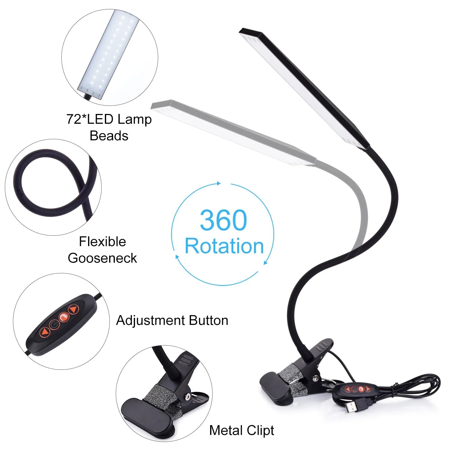 LED Clip - On Desk Lamp - DailyBasicNeeds.com