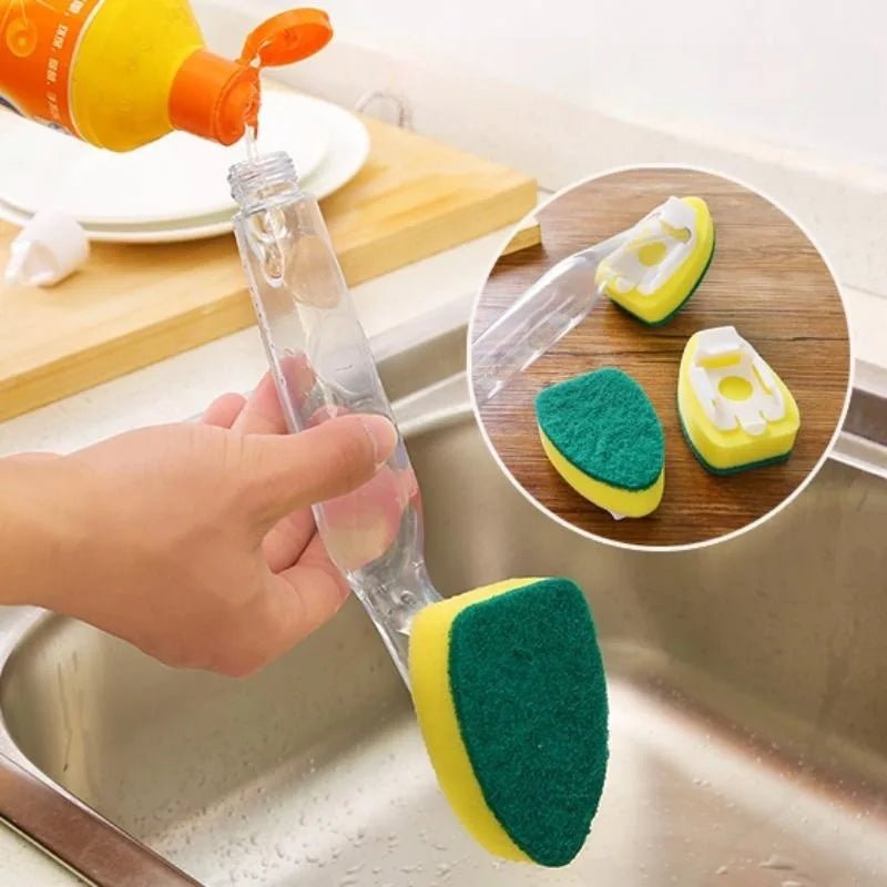 Long - Handle Dish Brush with Soap Dispenser - DailyBasicNeeds.com