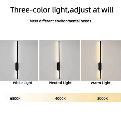 Modern LED Strip Wall Sconce – 3 Color Dimmable Minimalist Wall Light for Bedroom, Hallway & Living Room - DailyBasicNeeds.com