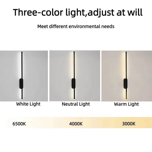 Modern LED Strip Wall Sconce – 3 Color Dimmable Minimalist Wall Light for Bedroom, Hallway & Living Room - DailyBasicNeeds.com