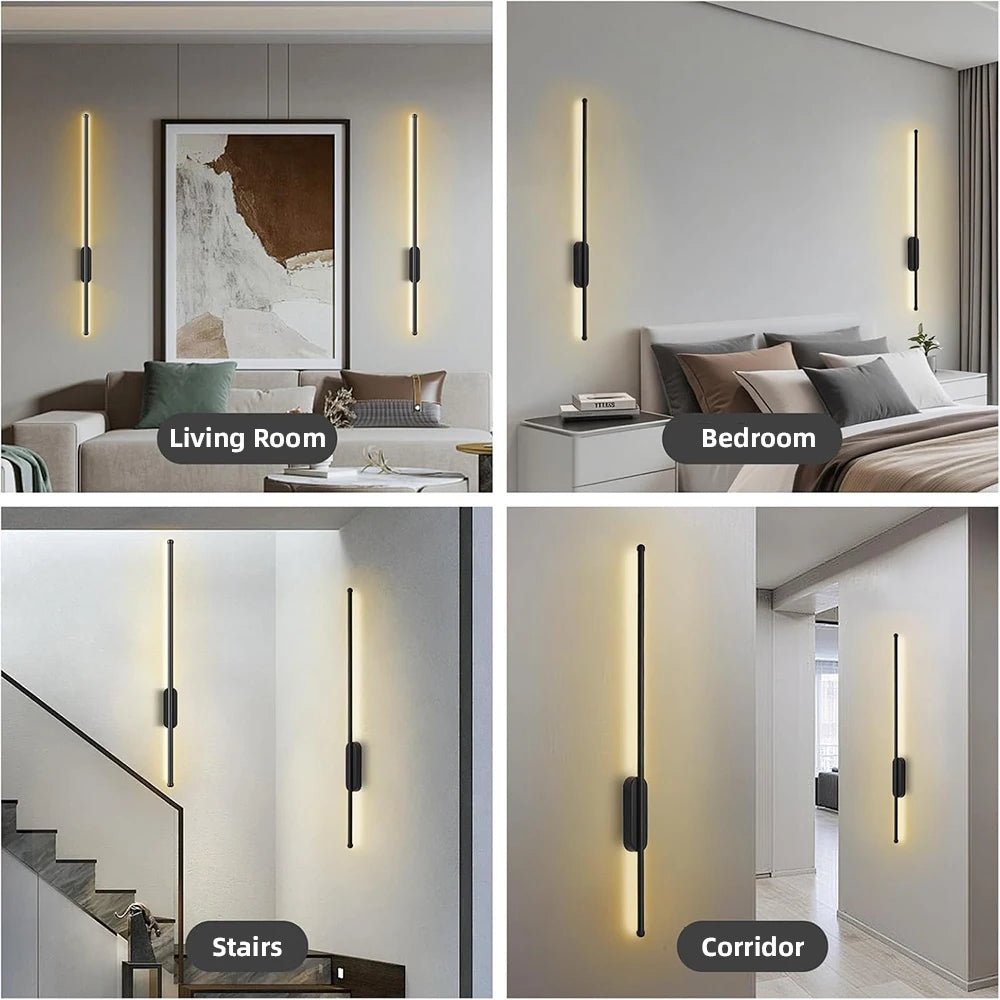 Modern LED Strip Wall Sconce – 3 Color Dimmable Minimalist Wall Light for Bedroom, Hallway & Living Room - DailyBasicNeeds.com