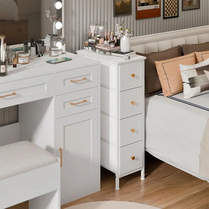 Narrow Nightstand Dresser with 4 Drawers - DailyBasicNeeds.com