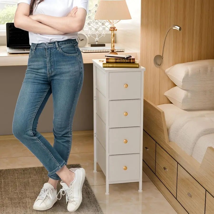 Narrow Nightstand Dresser with 4 Drawers - DailyBasicNeeds.com