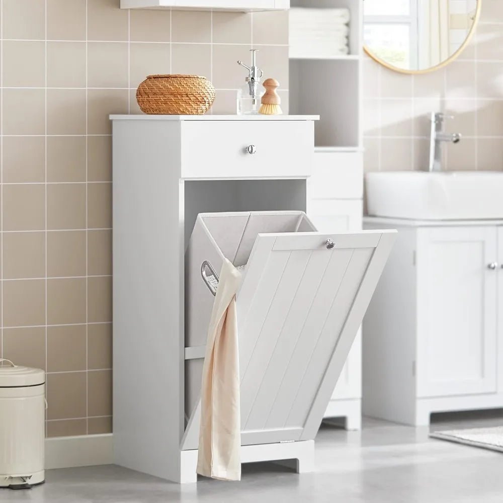 Narrow Space - Saving Tilt - Out Laundry Hamper Cabinet - DailyBasicNeeds.com