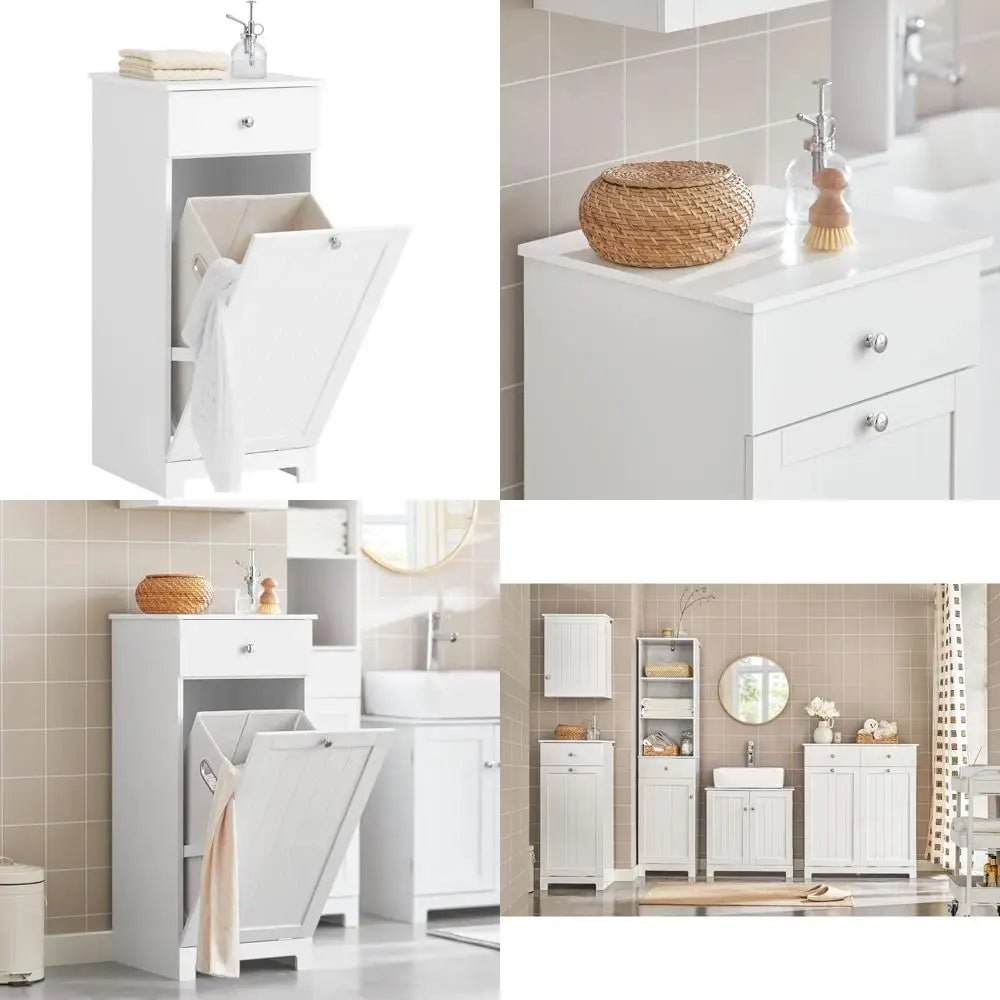 Narrow Space - Saving Tilt - Out Laundry Hamper Cabinet - DailyBasicNeeds.com