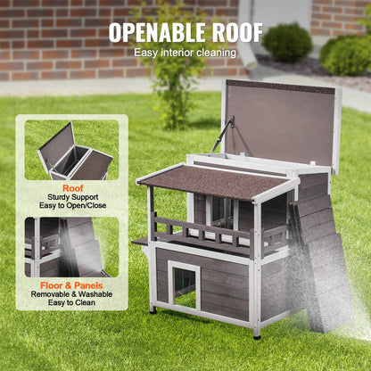 Outdoor Cat House Weatherproof Feral Cat Shelter - DailyBasicNeeds.com