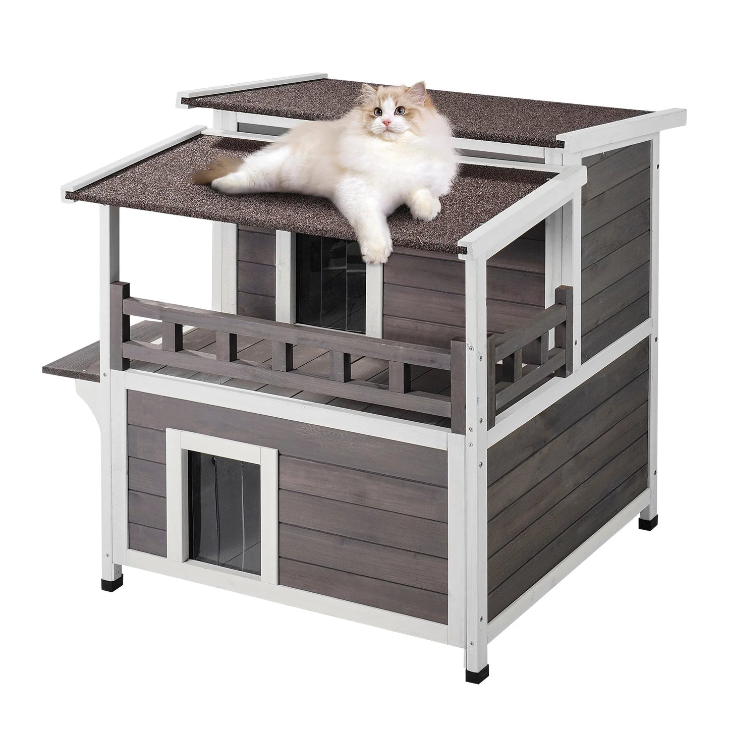 Outdoor Cat House Weatherproof Feral Cat Shelter - DailyBasicNeeds.com