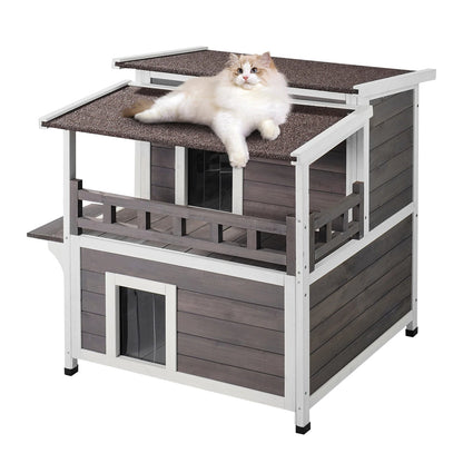 Outdoor Cat House Weatherproof Feral Cat Shelter - DailyBasicNeeds.com