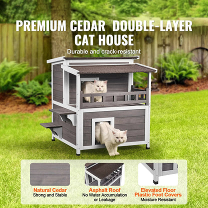 Outdoor Cat House Weatherproof Feral Cat Shelter - DailyBasicNeeds.com
