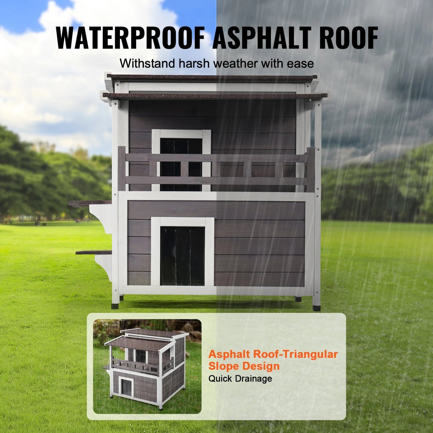 Outdoor Cat House Weatherproof Feral Cat Shelter - DailyBasicNeeds.com